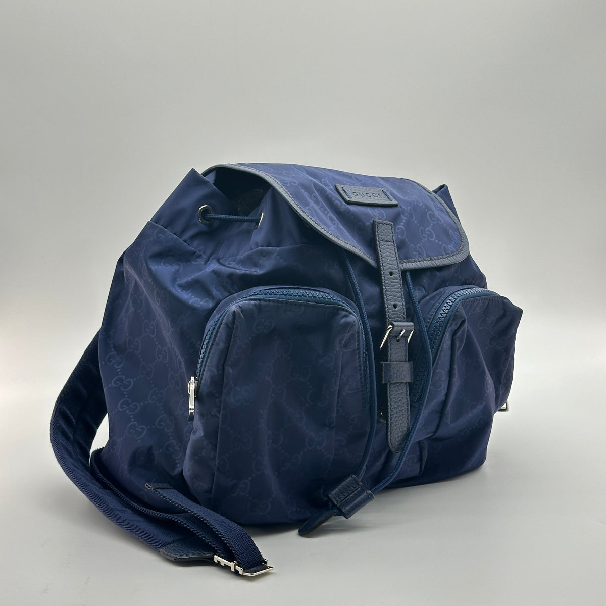 Gucci Nylon Guccissima Monogram Blue Backpack