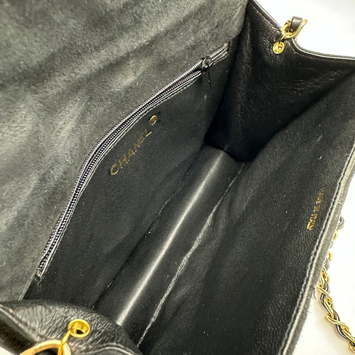 Chanel Quilted Suede Tassel Black Chain Shoulder Bag