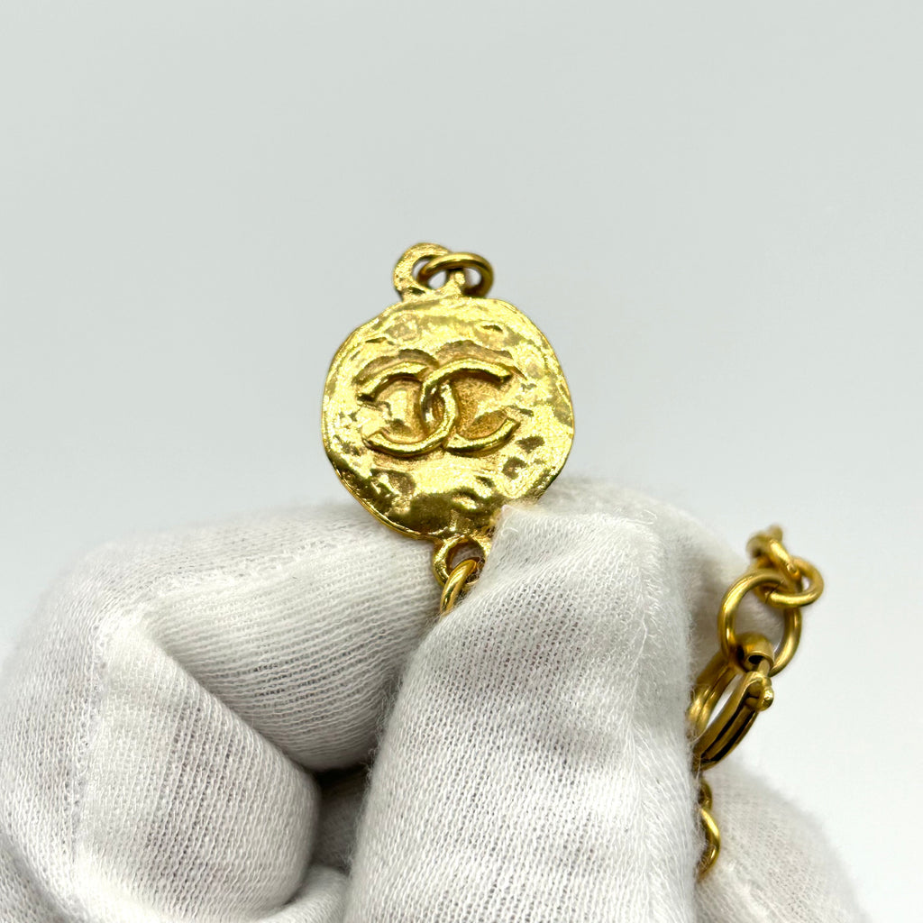 Chanel Vintage Coin Sweater Chain Necklace Gold 93P