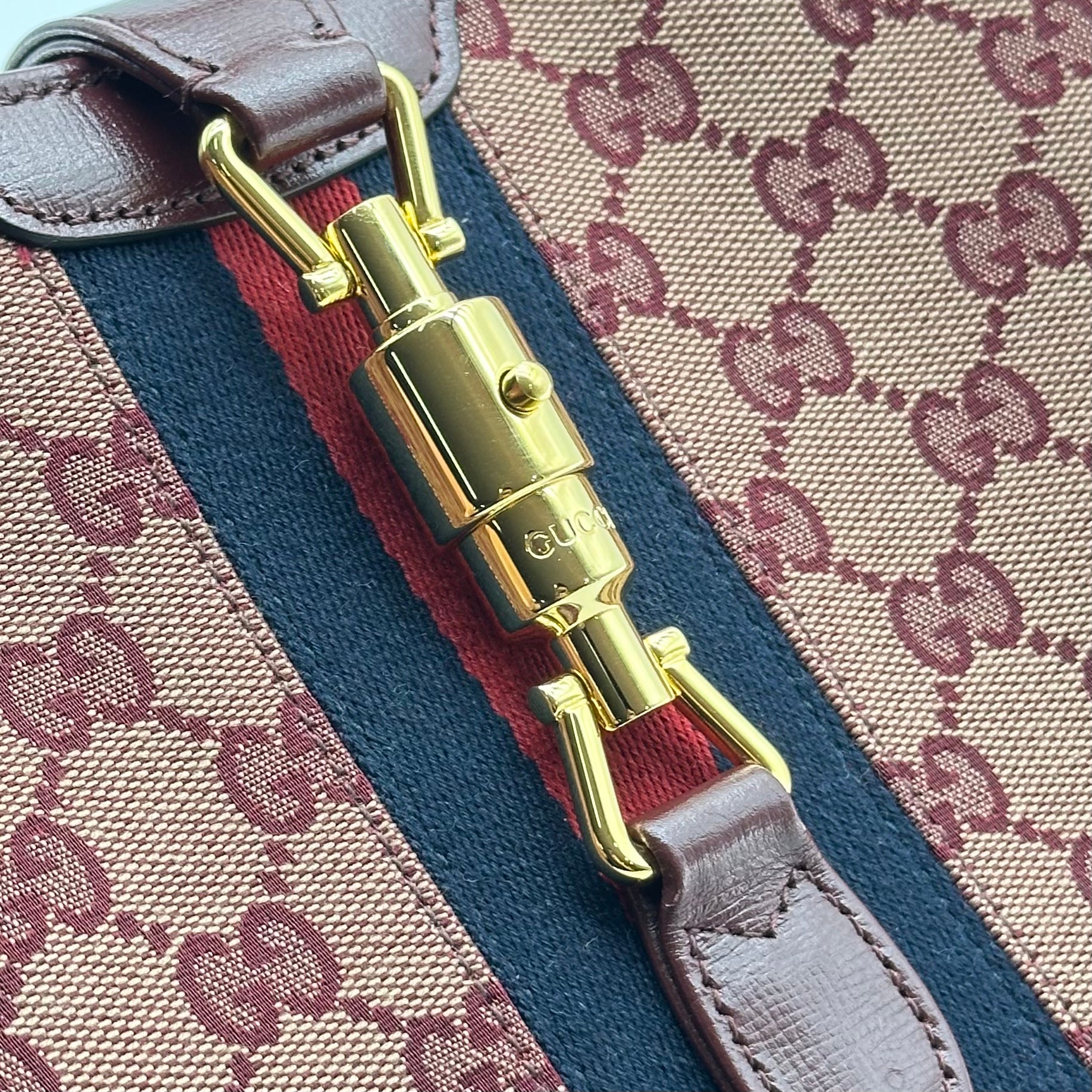 Gucci Burgundy GG Supreme Jackie 1961 Small Shoulder Bag