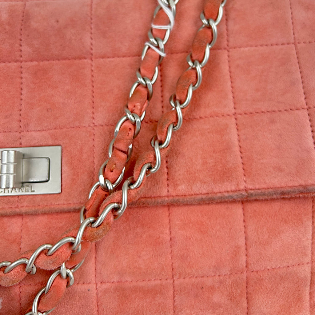 Chanel Pink Choco Bar Reissue Suede Flap Bag Leather Metal