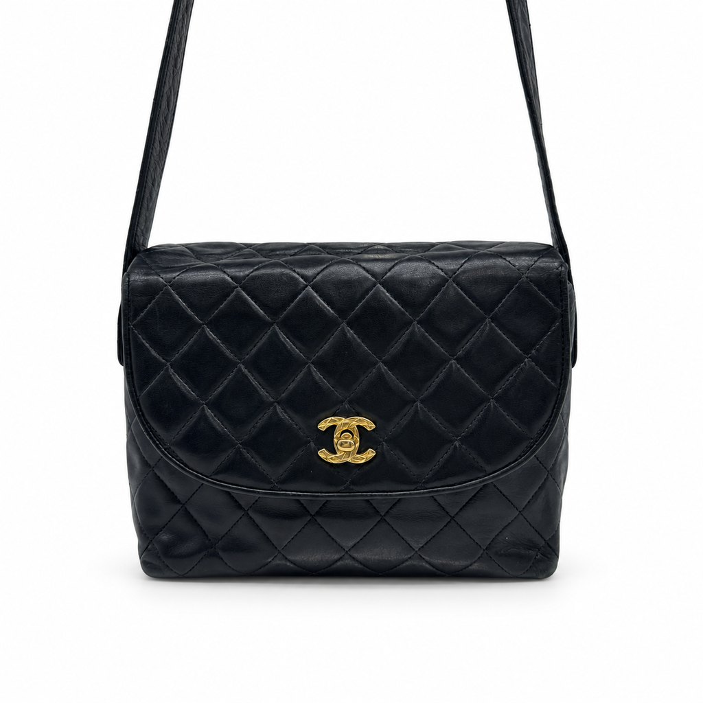 Chanel Quilted Lambskin Vintage Coco Black Shoulder Bag
