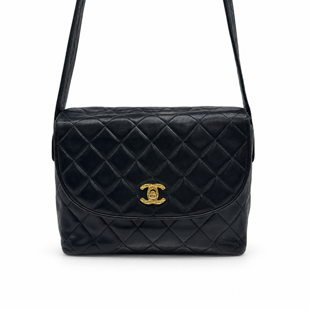 Chanel Quilted Lambskin Vintage Coco Black Shoulder Bag
