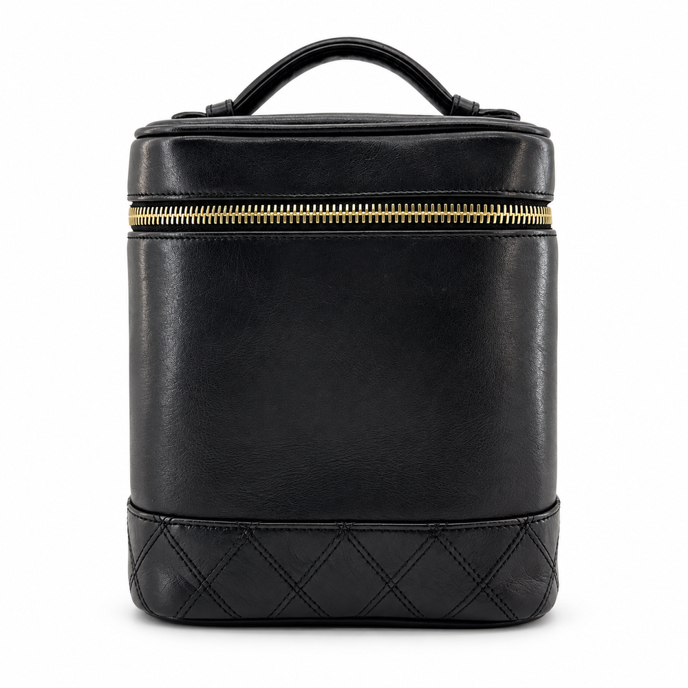 Chanel Bicolore Lambskin Vanity Bag Black Gold Tone Hardware 2XXXXXX