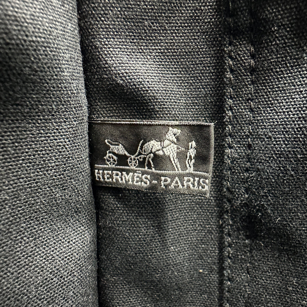 Hermes Herline MM Black Gray Canvas Tote Bag