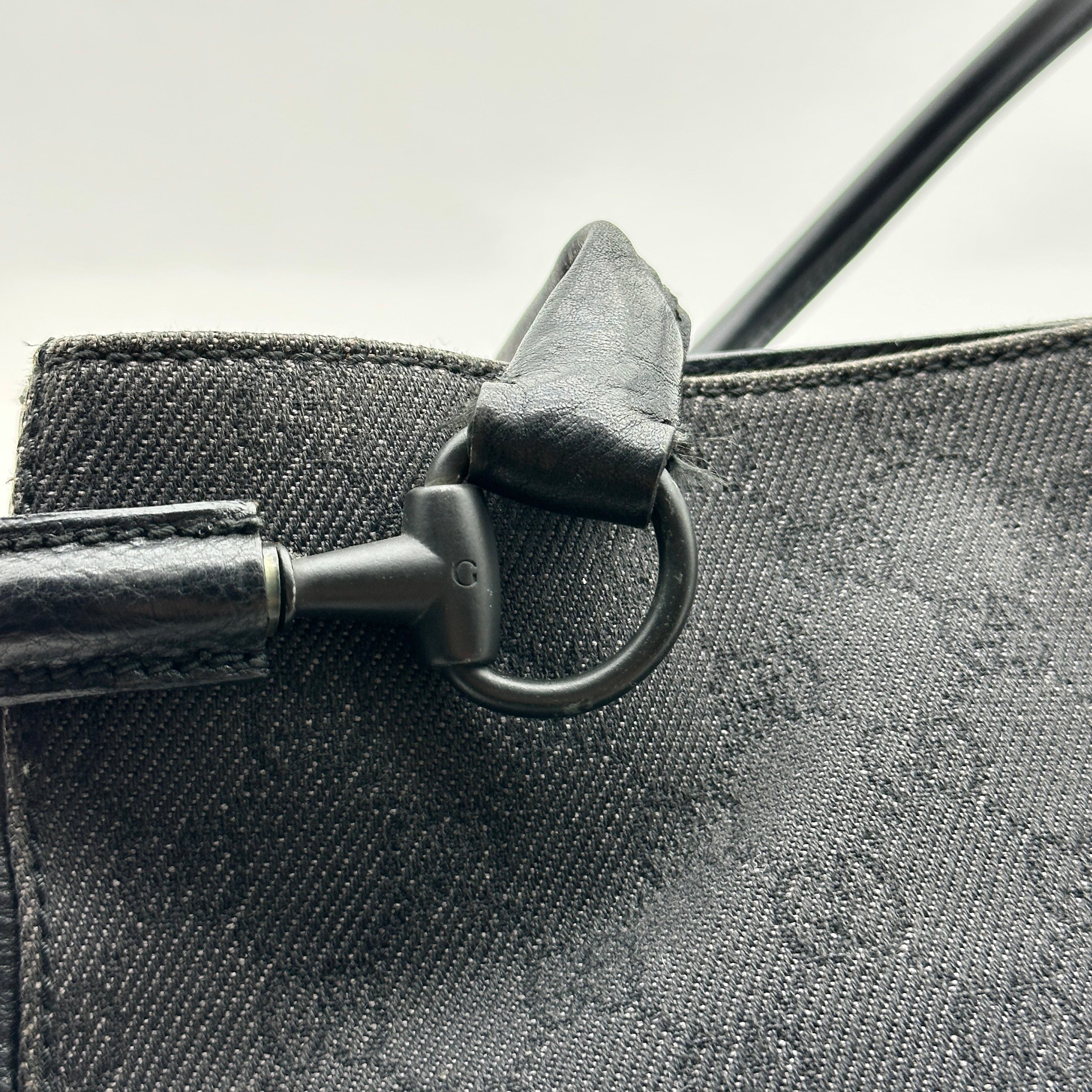 gucci gg canvas leather tote bag vintage top handle black