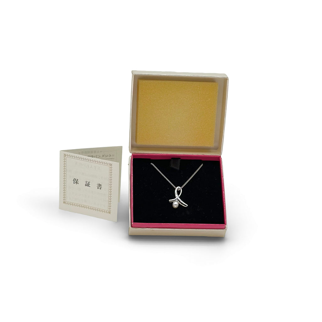 TASAKI Akoya Pearl Necklace with Cross Motif Silver