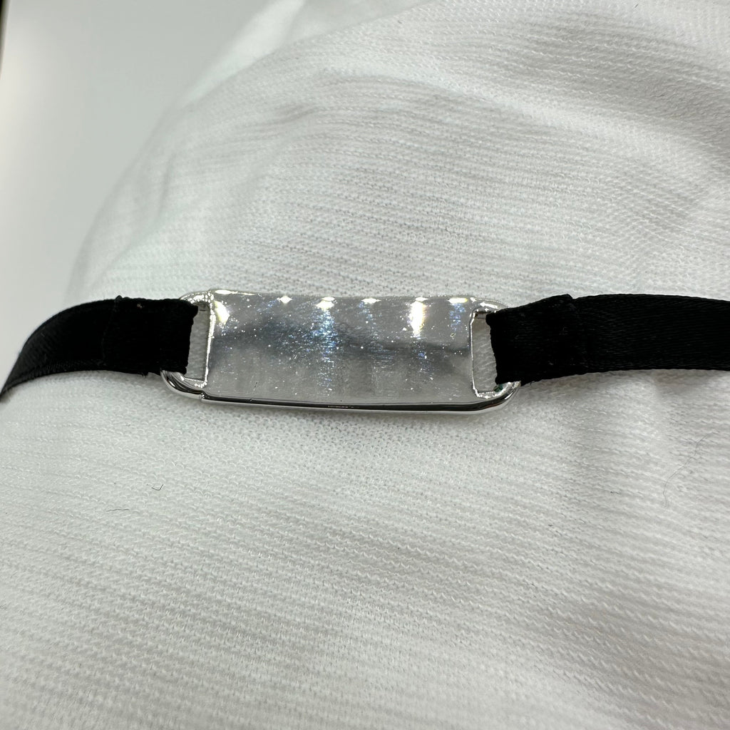 Christian Dior Logo Metal Tag Bracelet Black Silver