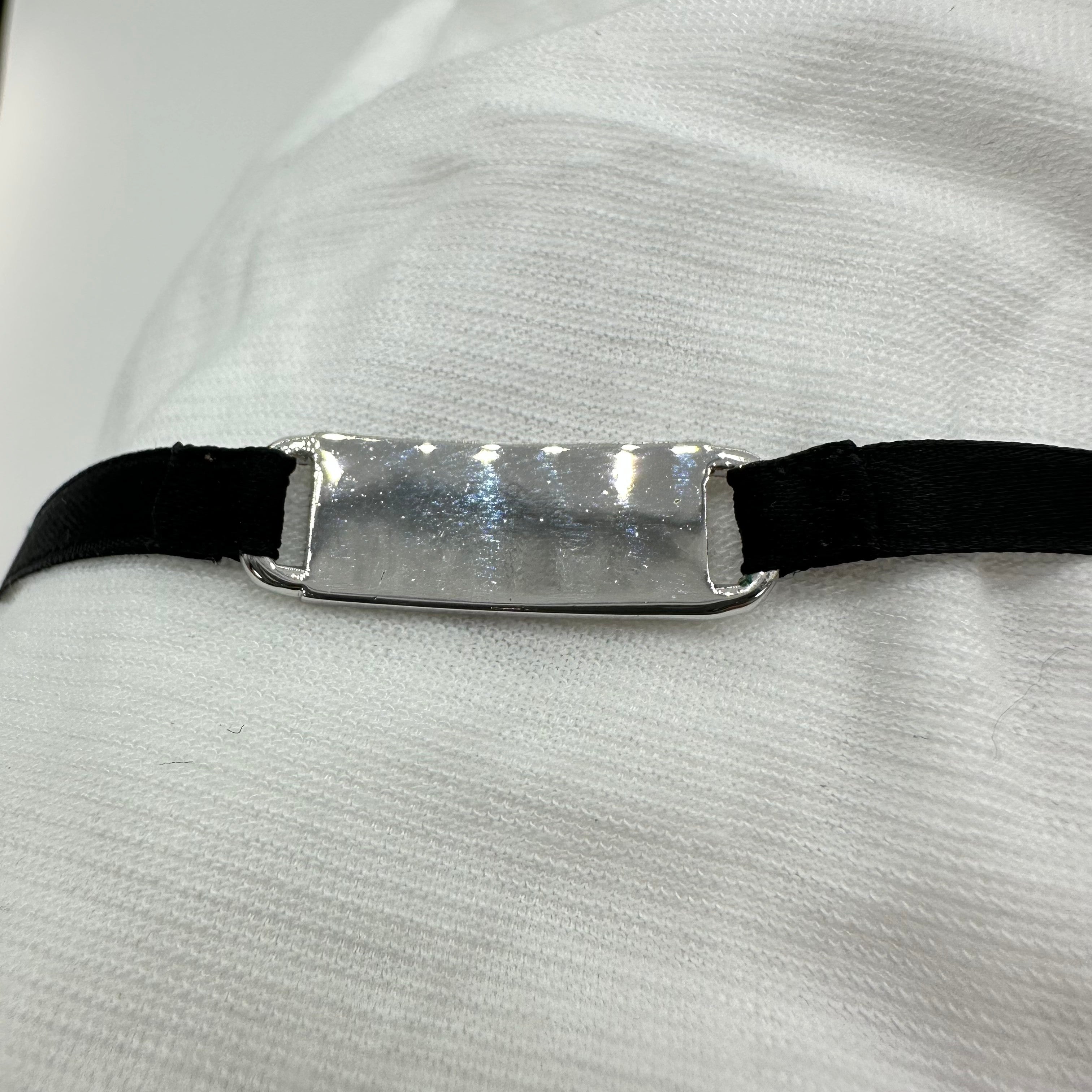 Christian Dior Logo Metal Tag Bracelet Black Silver