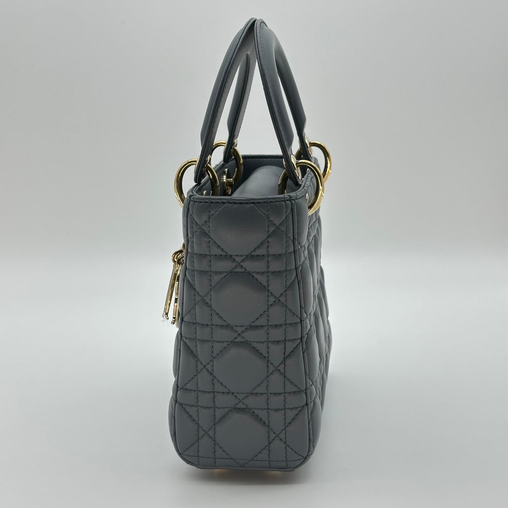 Christian Dior Lambskin Small My ABCDior Lady Dior Grey