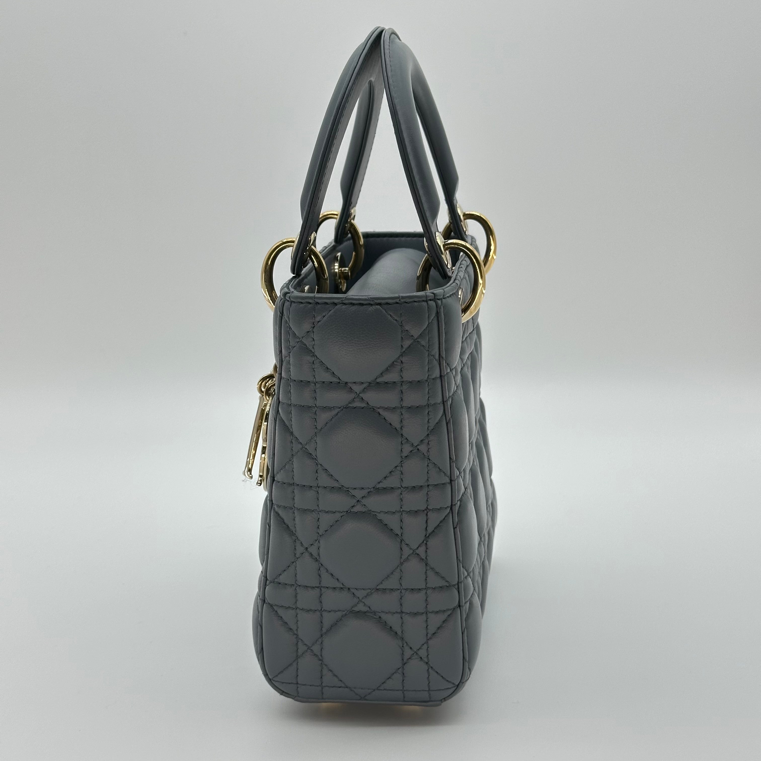 Christian Dior Lambskin Small My ABCDior Lady Dior Grey