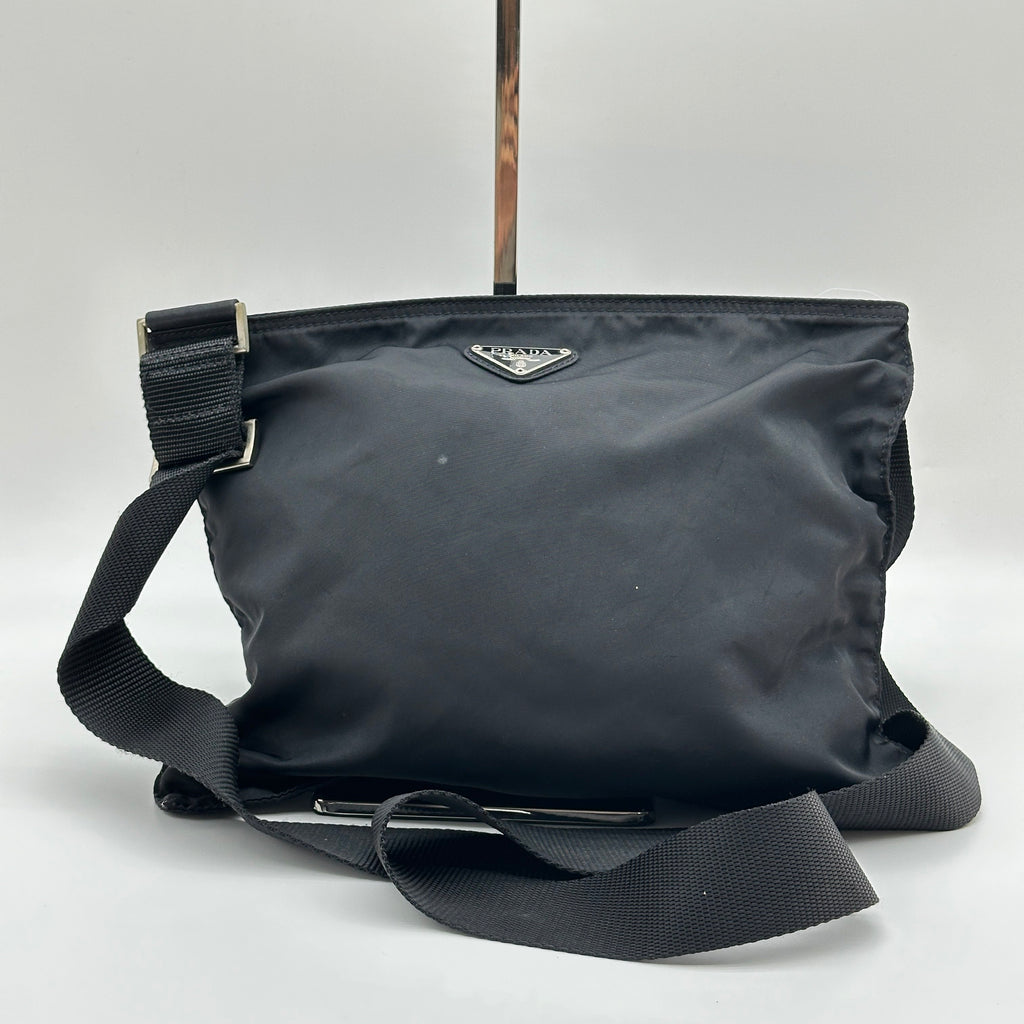 Prada Nylon Black Flat Crossbody Shoulder Bag