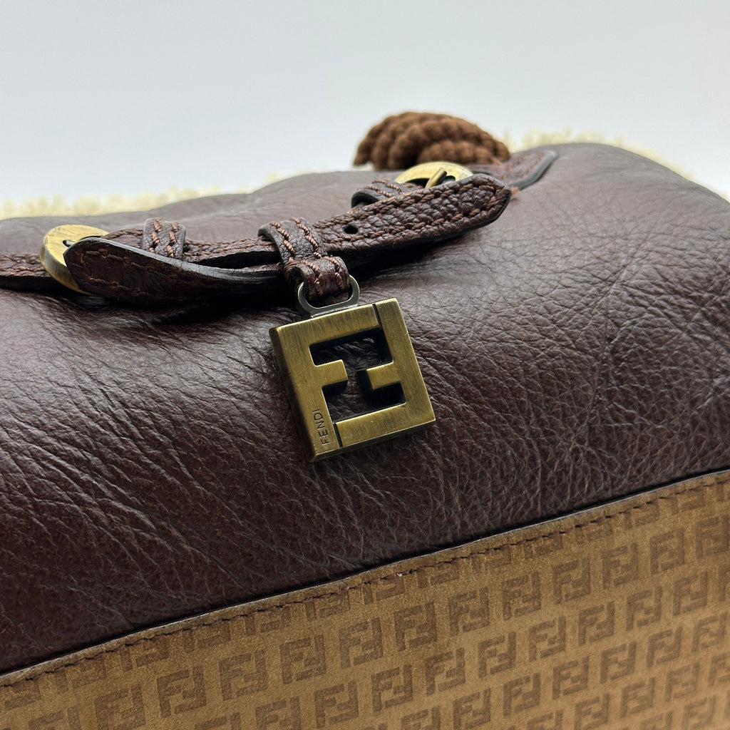 Fendi Shearling Leather Mouton Brown Handbag