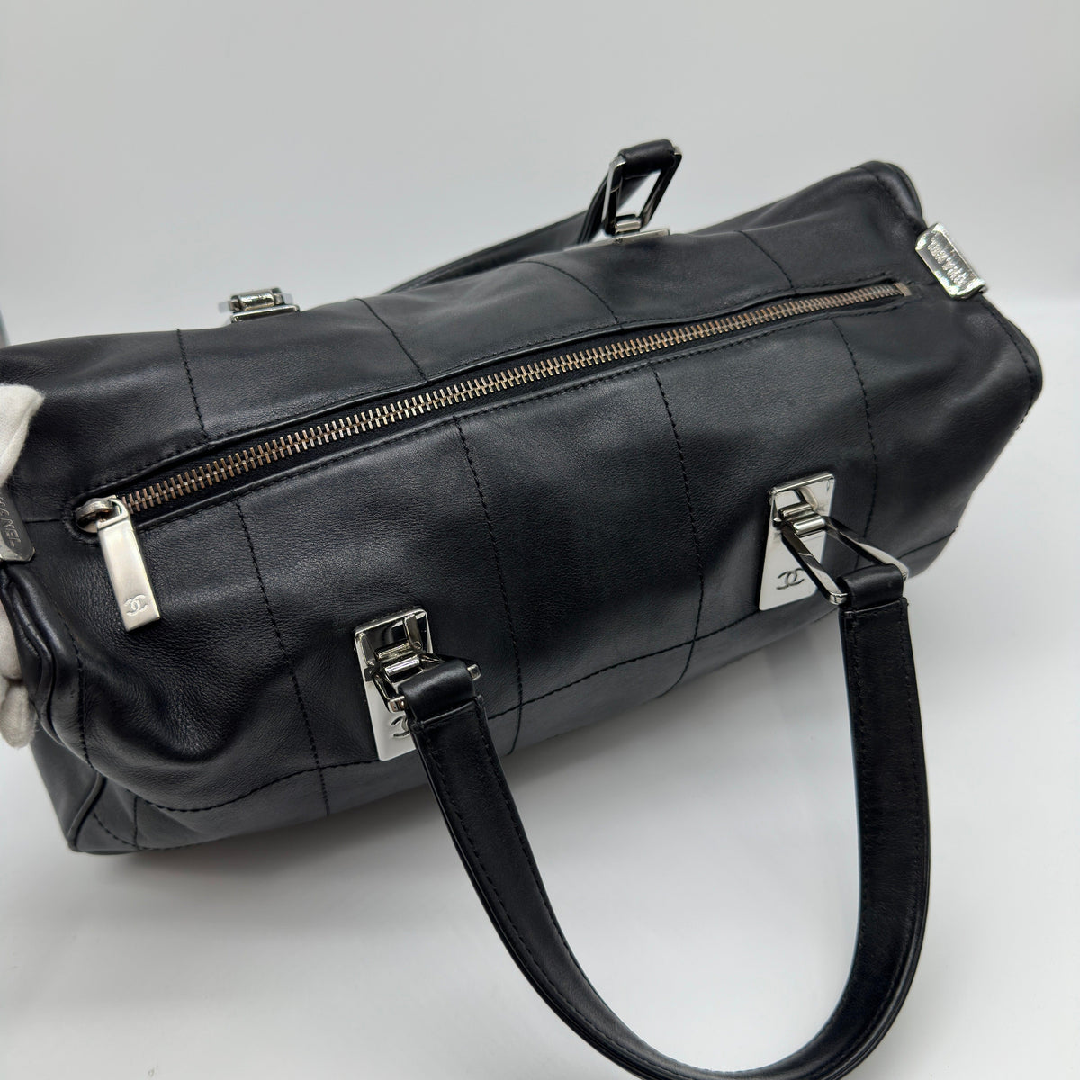 Chanel Chocolate Bar Quilted Leather Black Handbag