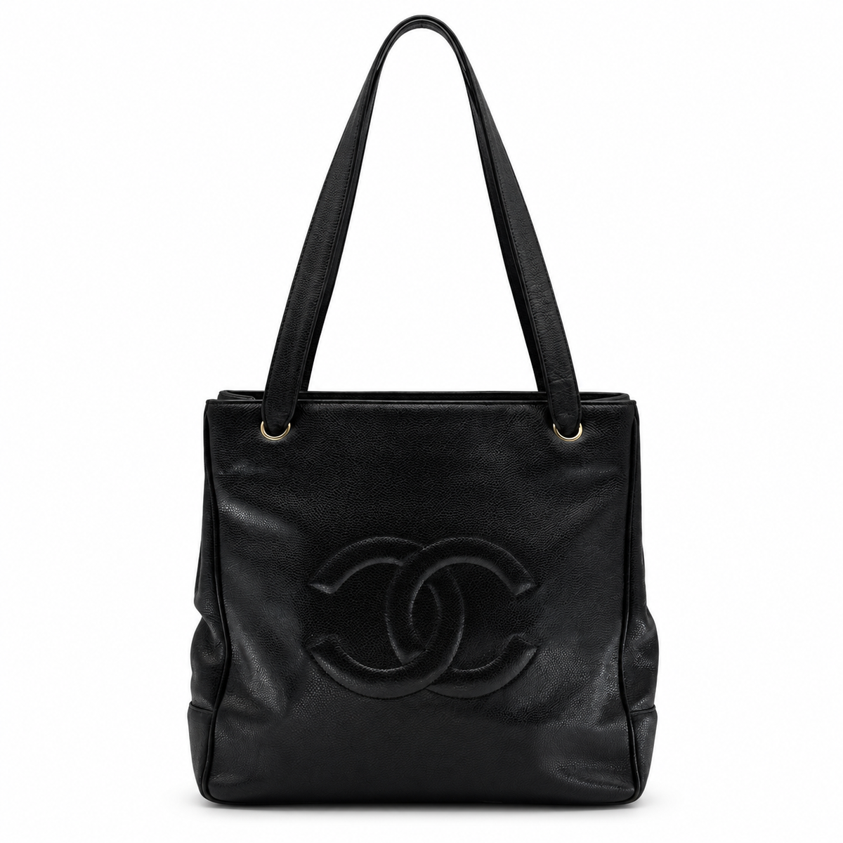Chanel Caviar Calfskin Coco Mark Black Tote Bag