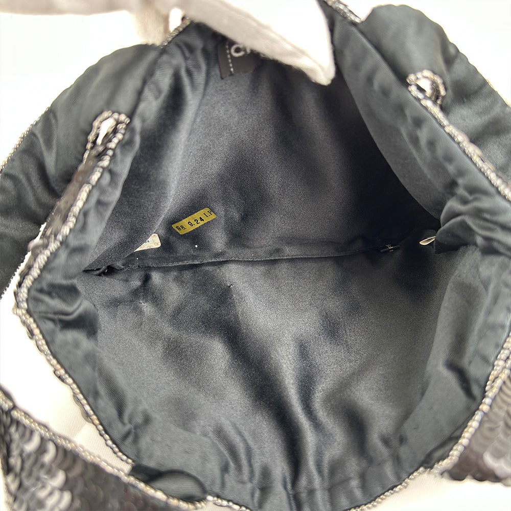 Chanel Coco Mark Metallic Black Sequin Tote Bag