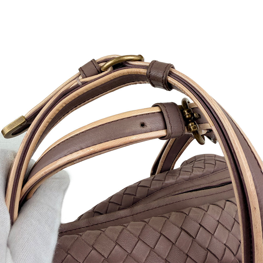 Bottega Veneta Intrecciato Woven Fringe Boston Bag Handbag Purple