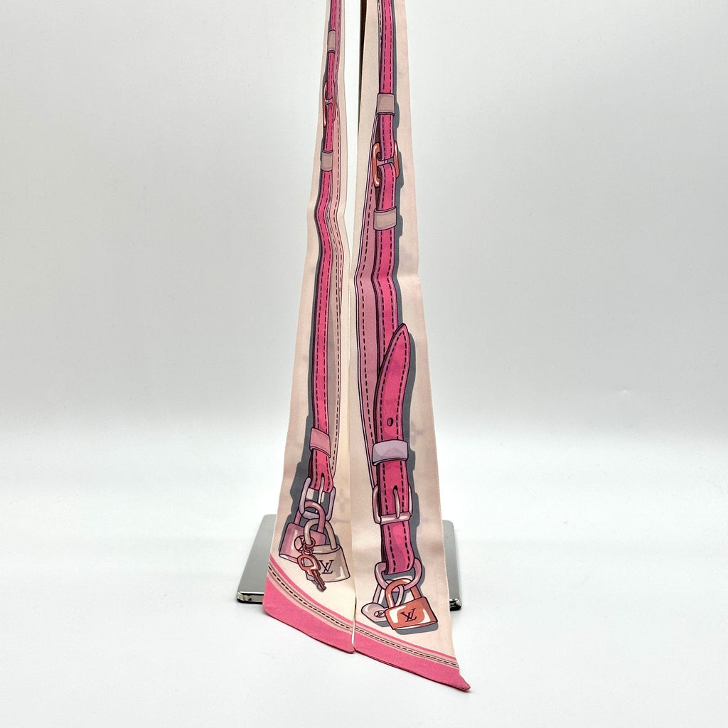 Louis Vuitton Silk Flowers and Straps Bandeau BB Pink Scarf