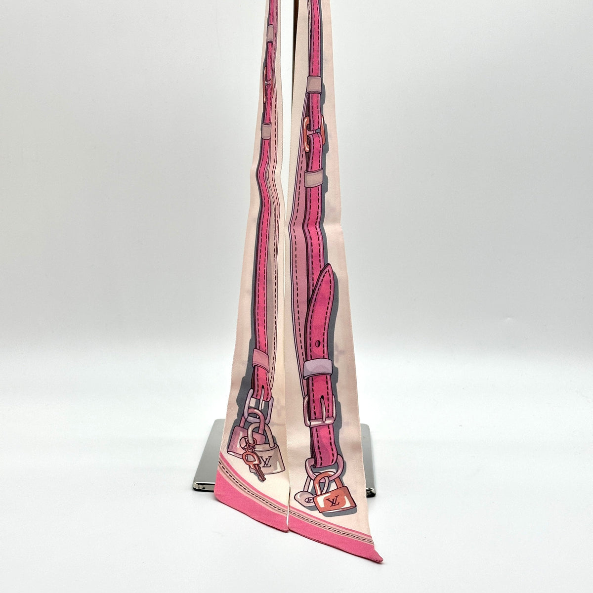 Louis Vuitton Silk Flowers and Straps Bandeau BB Pink Scarf