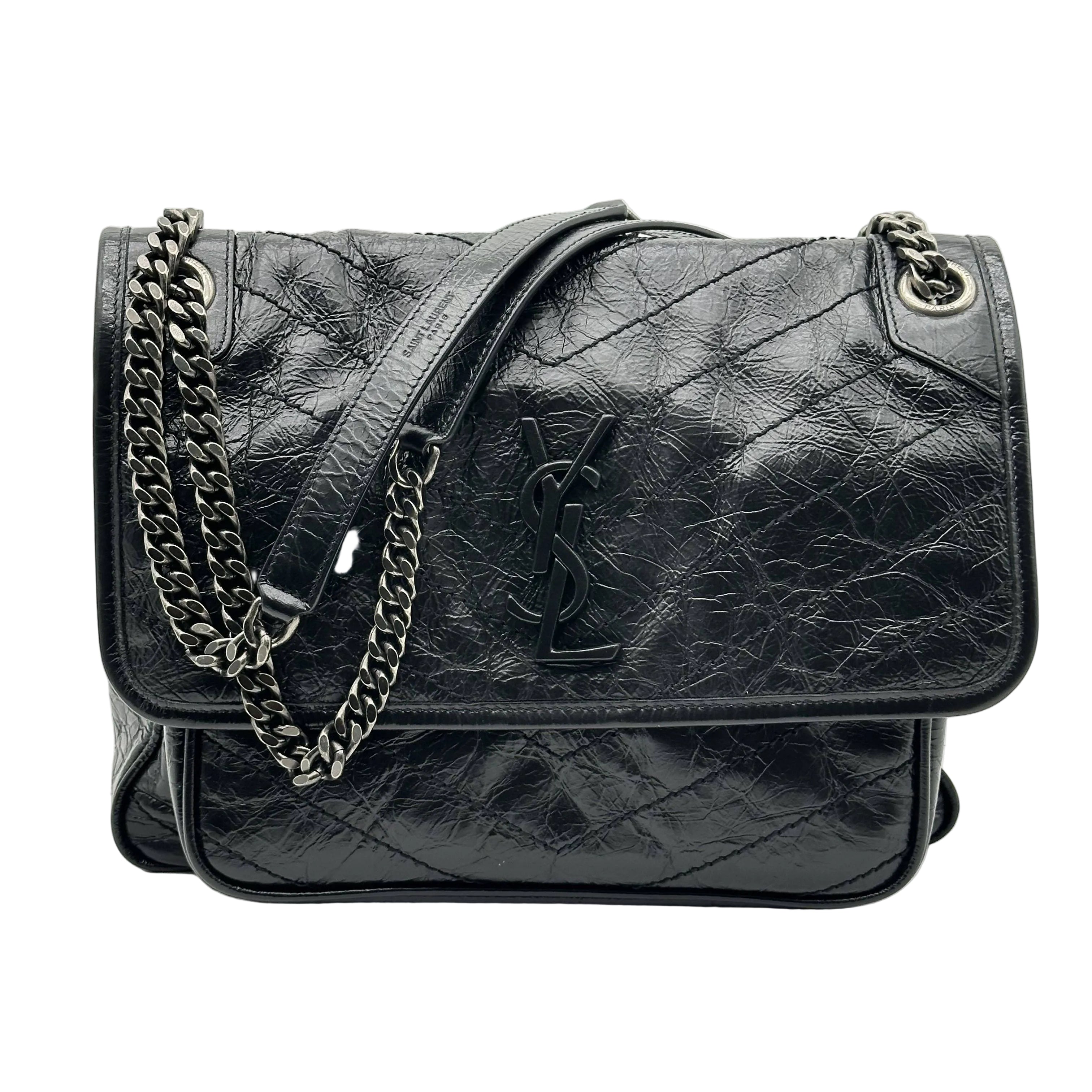 Saint Laurent Paris Niki Leather Chain Shoulder Bag Black