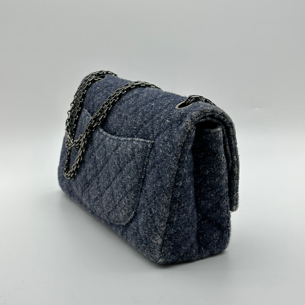 Chanel Quilted Denim Blue Chain Shoulder Bag