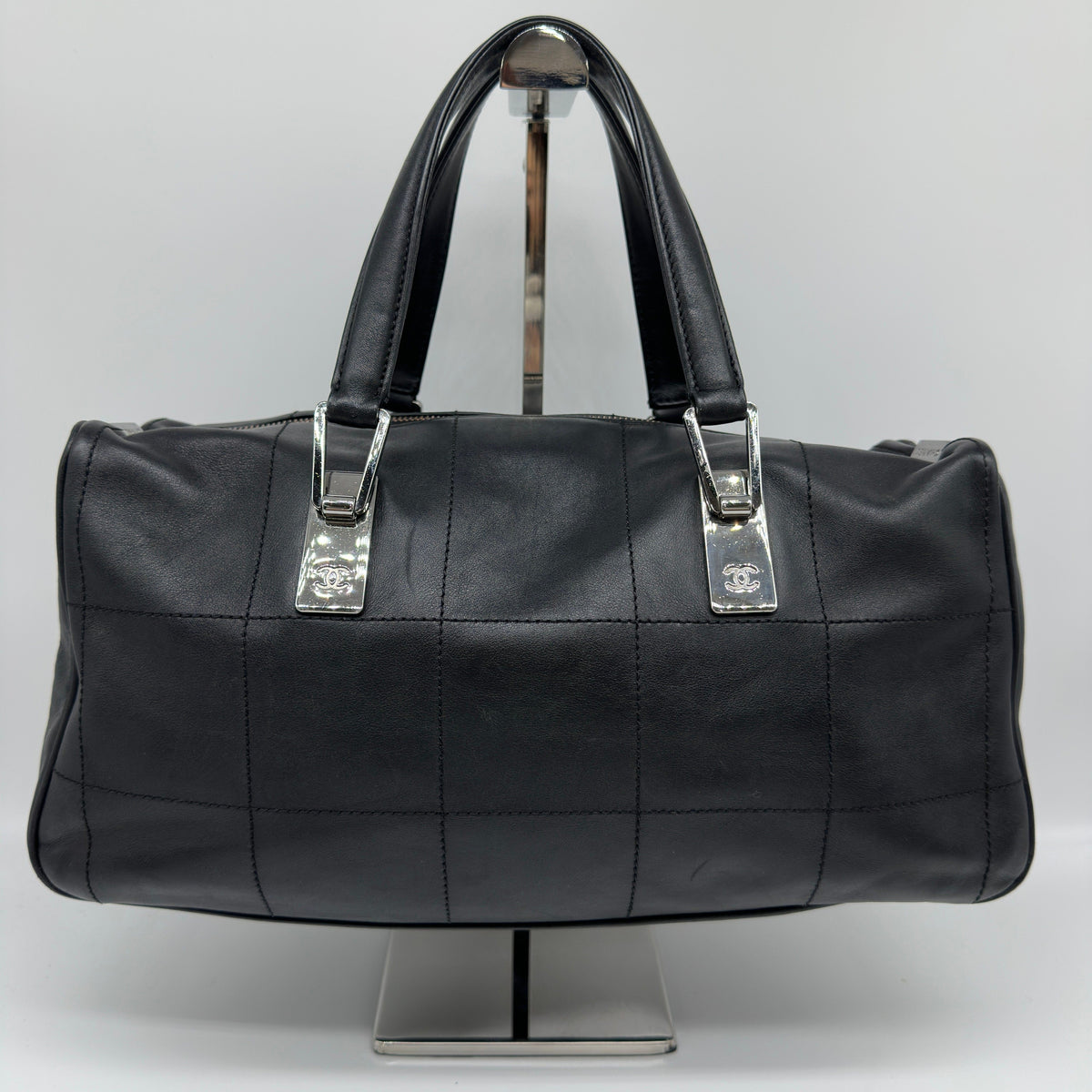 Chanel Chocolate Bar Quilted Leather Black Handbag
