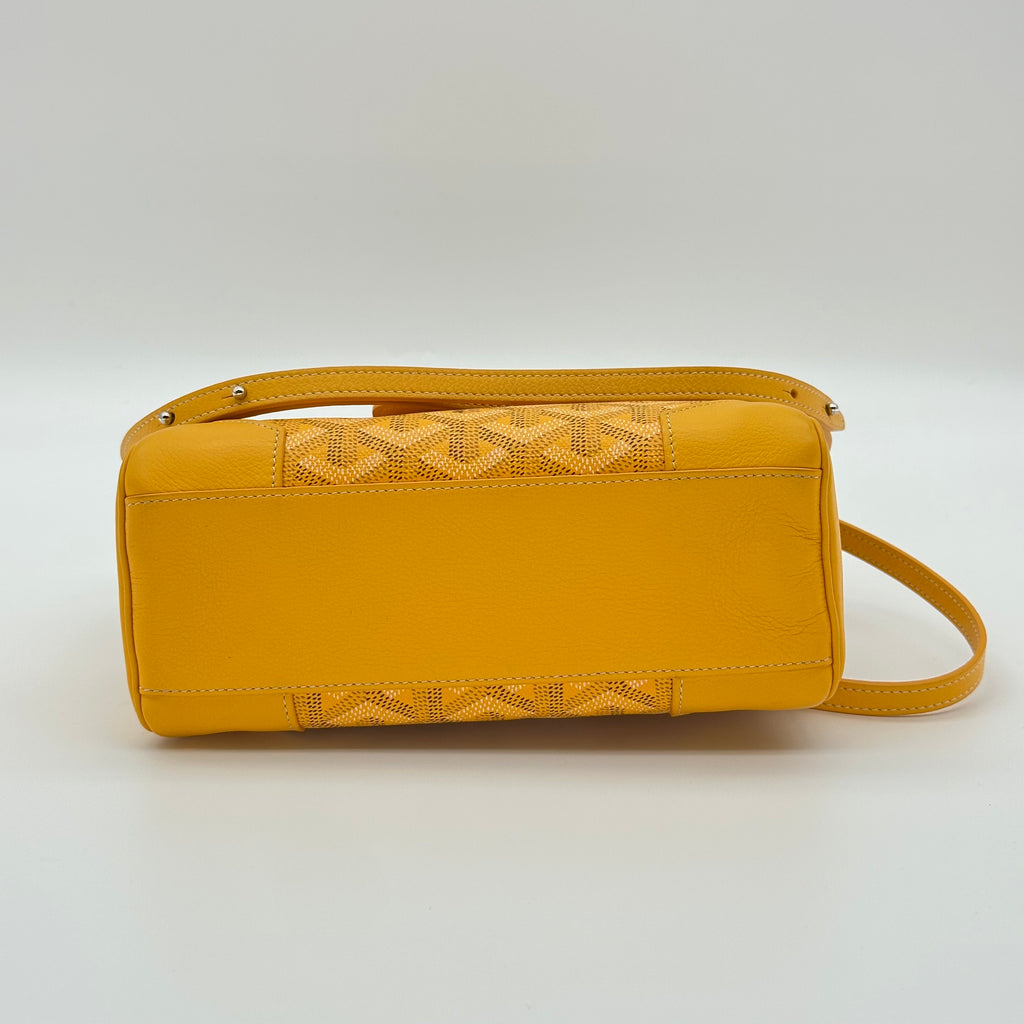 Goyard Saigon Mini Soft Wooden Handle Handbag Canvas and Leather 2-Way Shoulder Bag Yellow