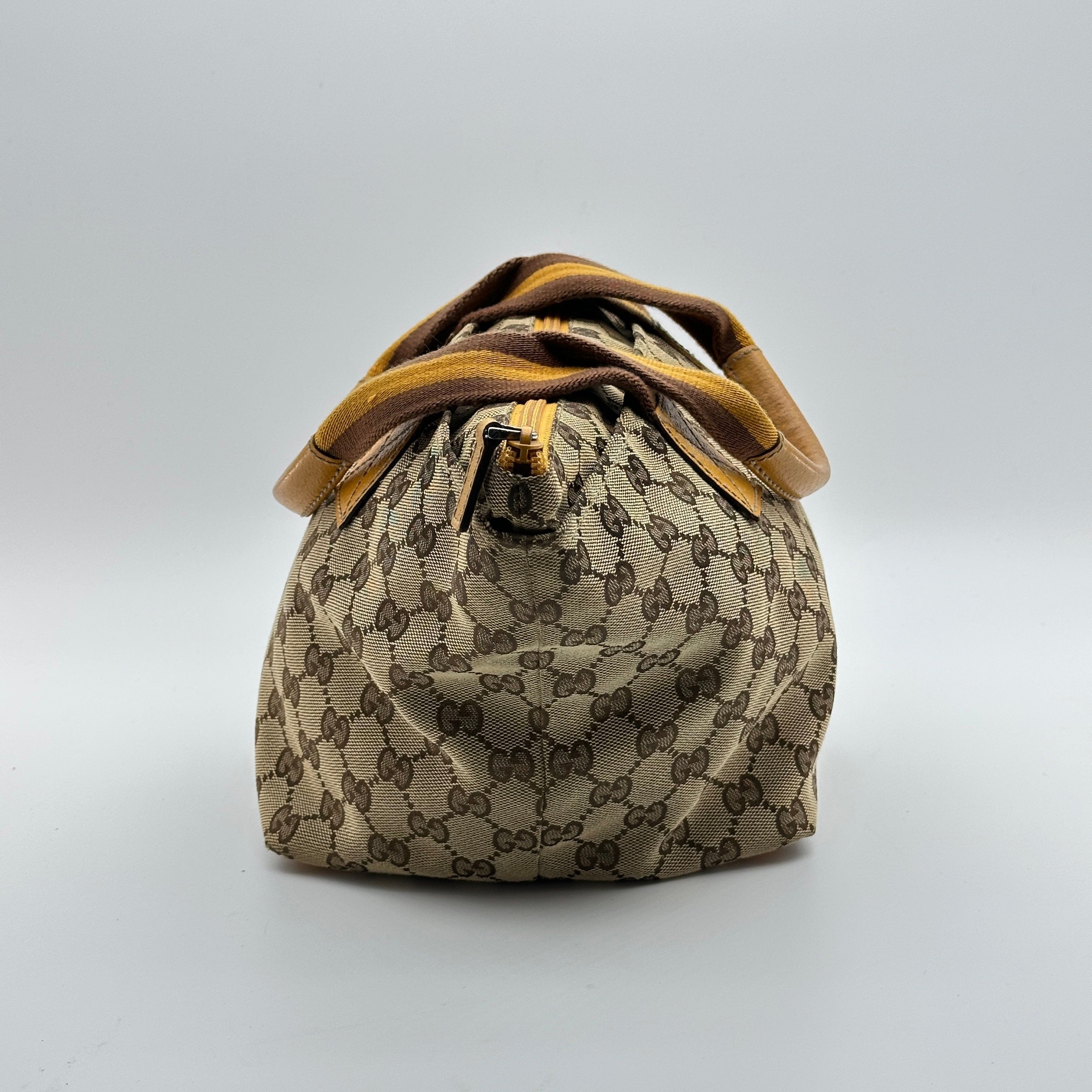 gucci canvas tote bag yellow beige gg canvas