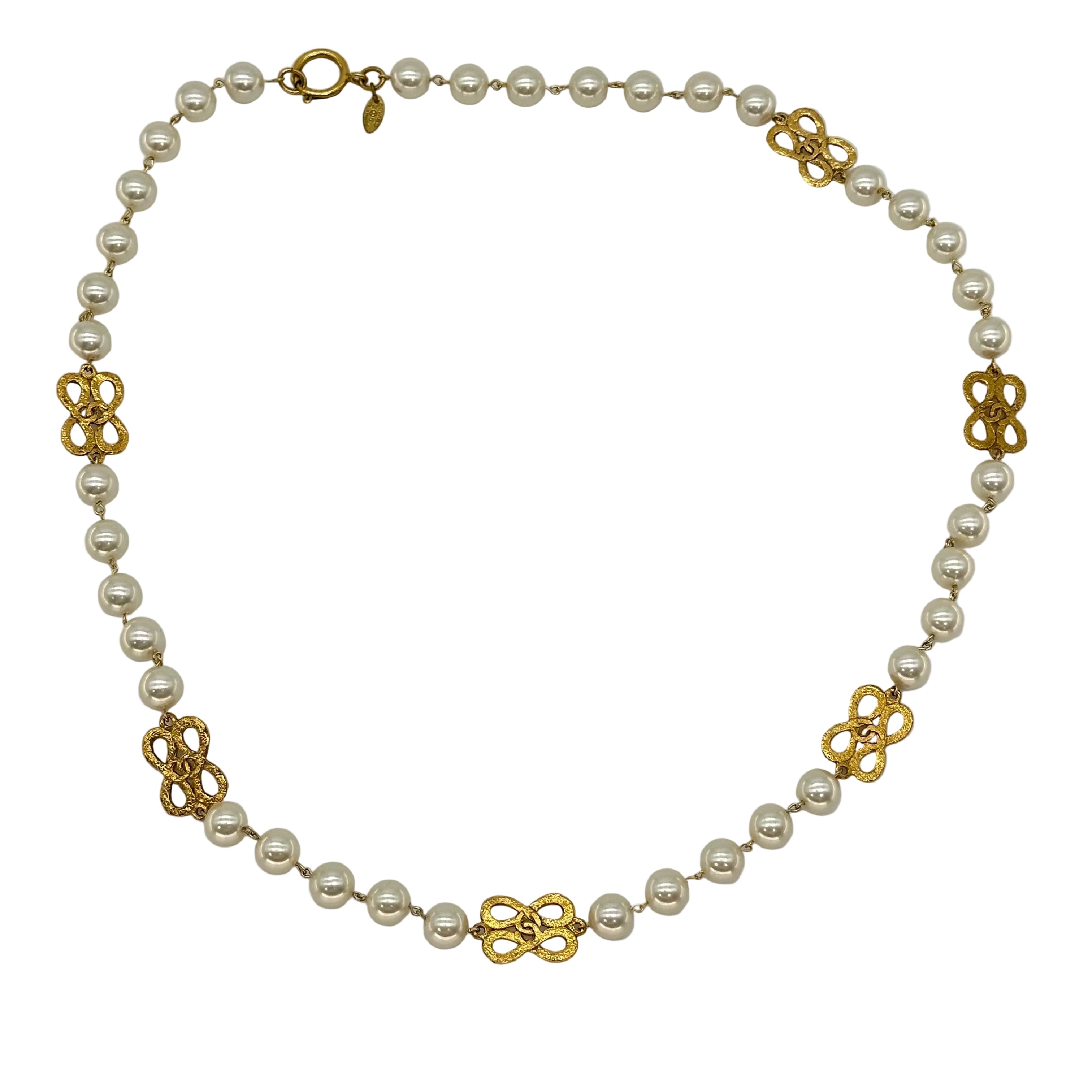 Chanel Coco Mark Gold Pearl Necklace