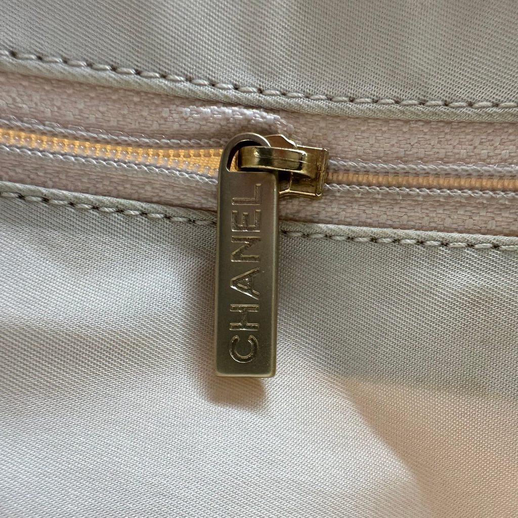 Chanel Beige Nylon CC Logo Travel Line Tote Bag