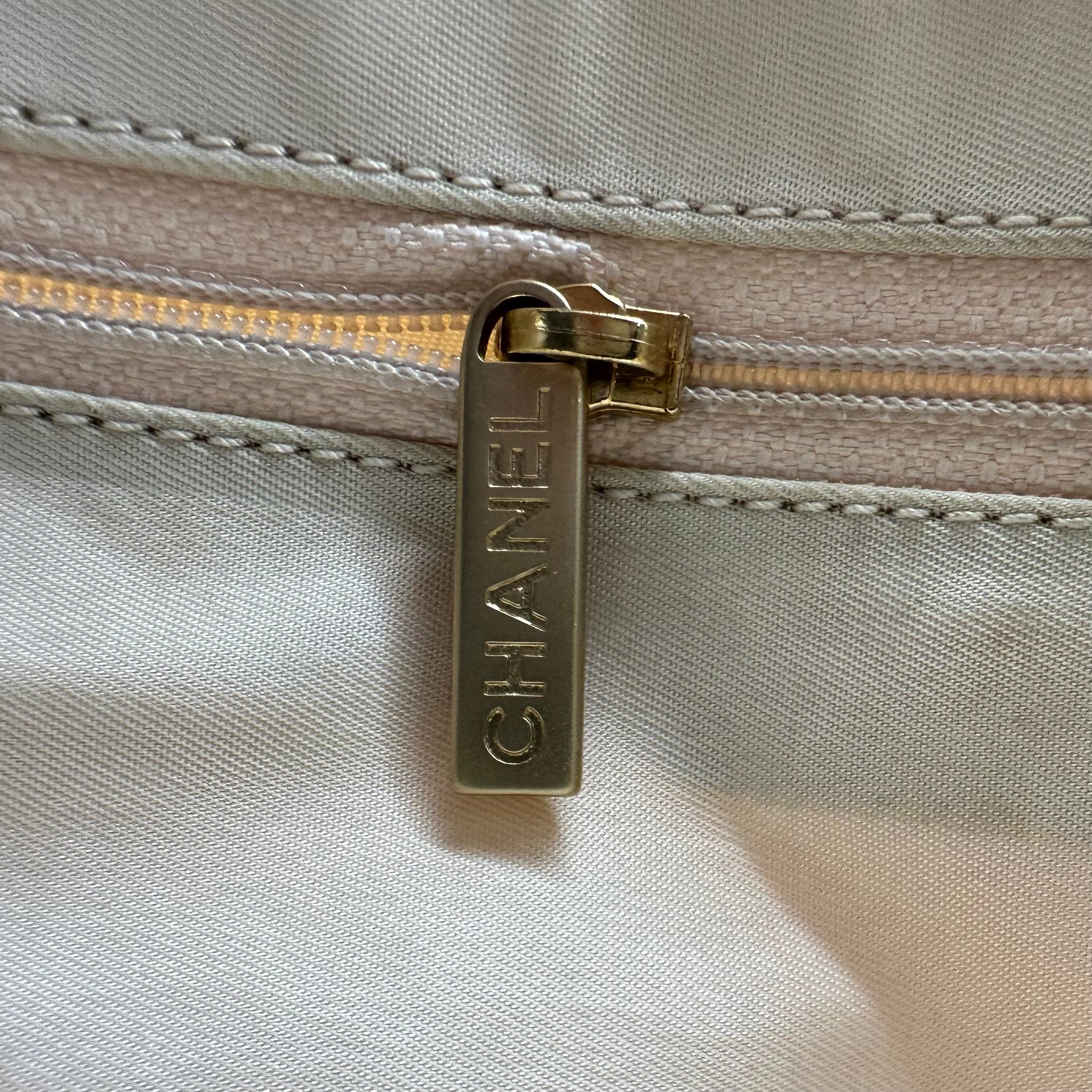 Chanel Beige Nylon CC Logo Travel Line Tote Bag