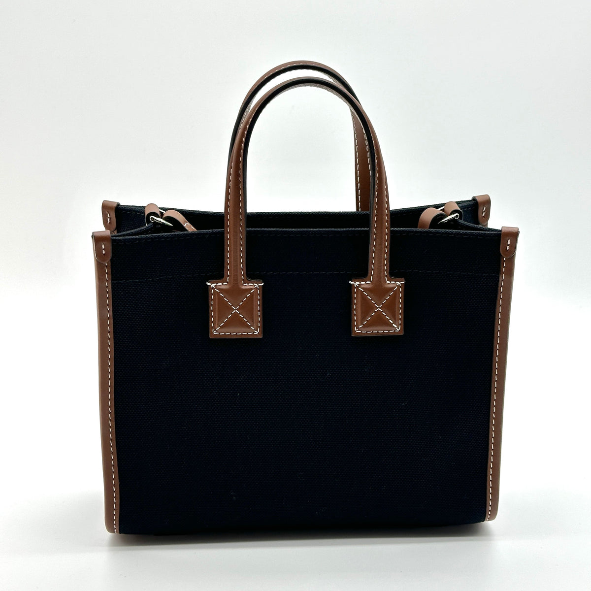 Burberry Canvas & Leather Freya Mini Black/Brown Crossbody Bag
