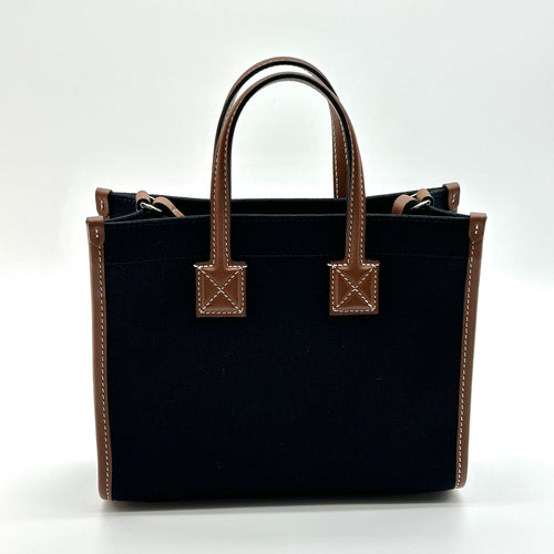 Burberry Canvas & Leather Freya Mini Black/Brown Crossbody Bag