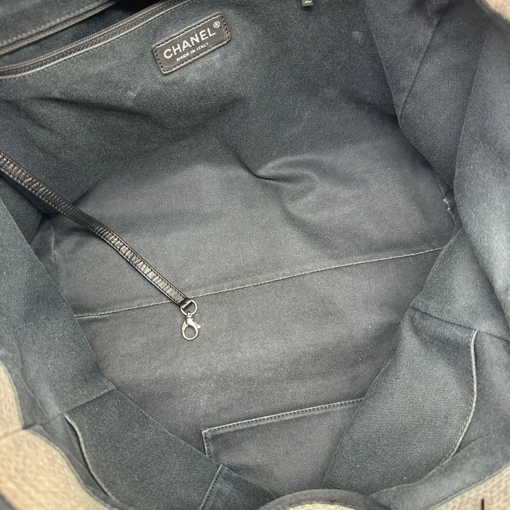 Chanel Deauville Denim leather Tote Bag Canvas Gray Silver