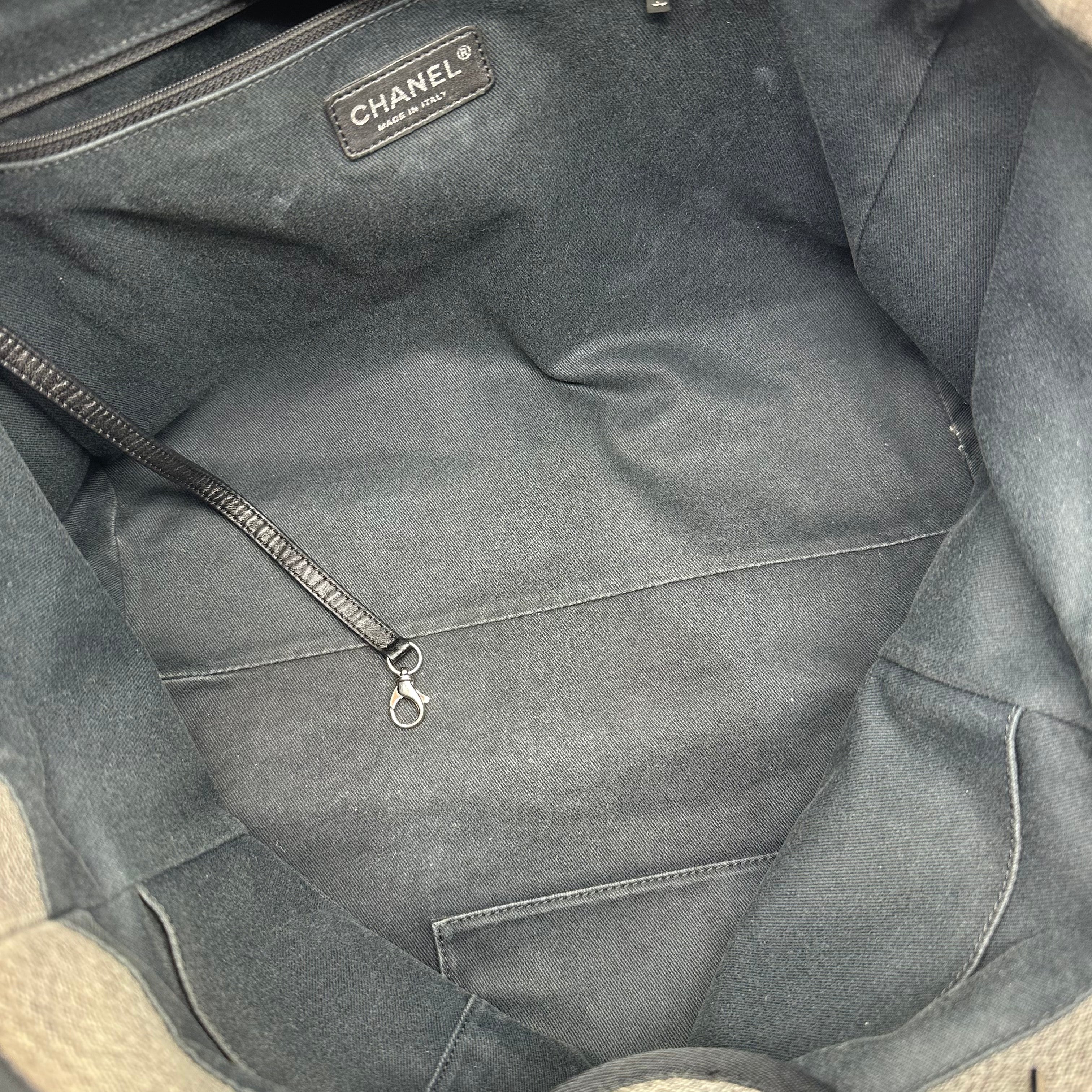 Chanel Deauville Denim leather Tote Bag Canvas Gray Silver