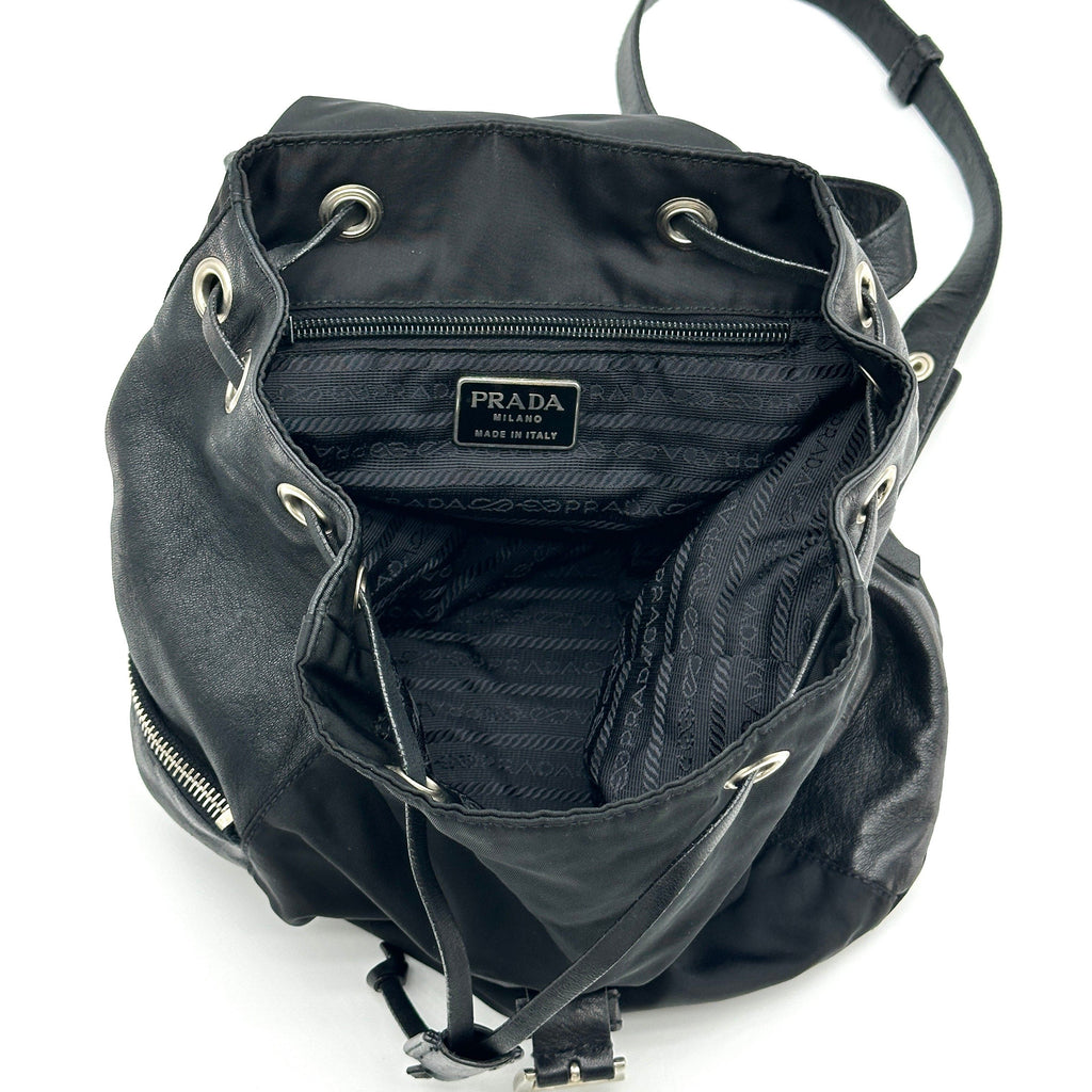 Prada Tessuto Nylon Leather Black Backpack