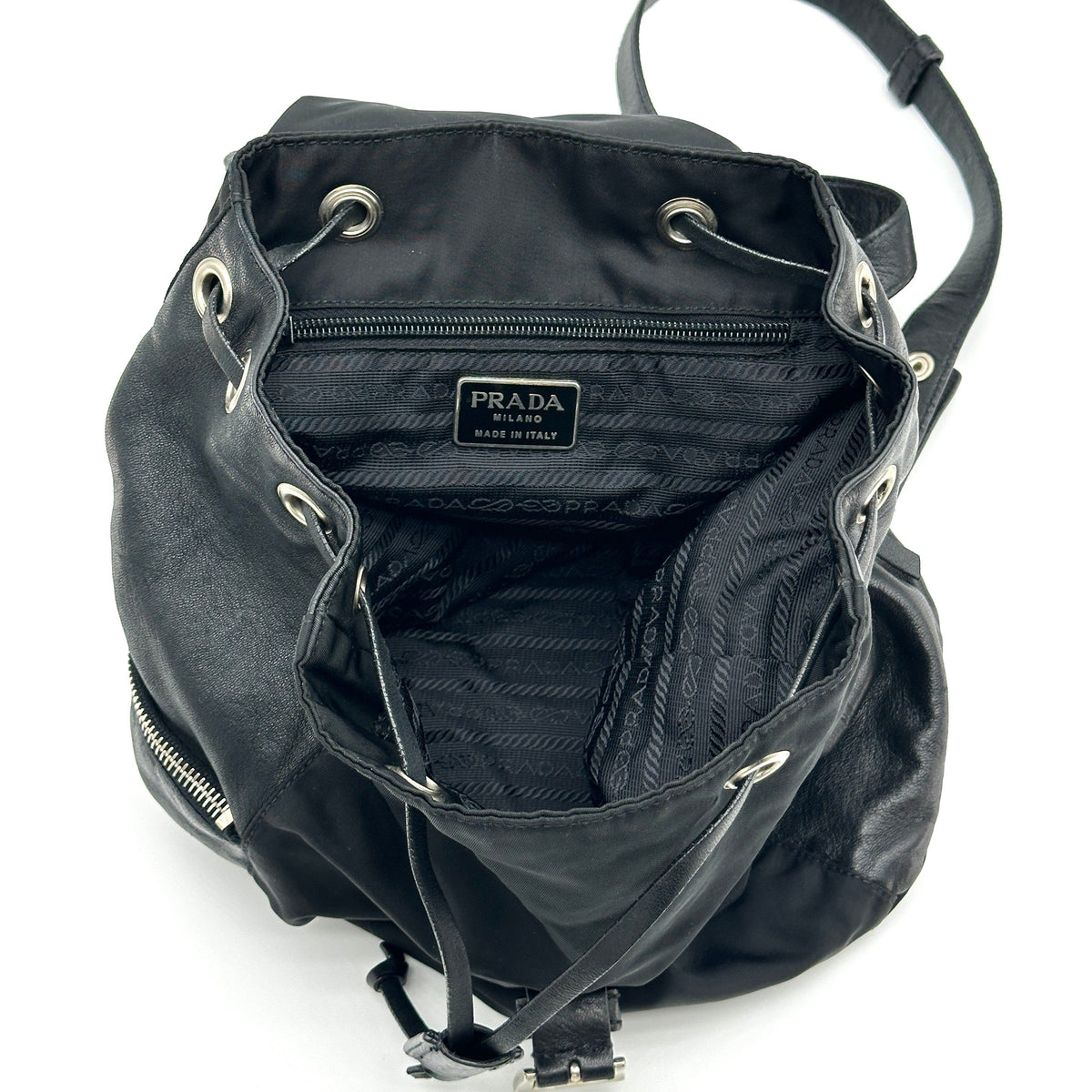 Prada Tessuto Nylon Leather Black Backpack