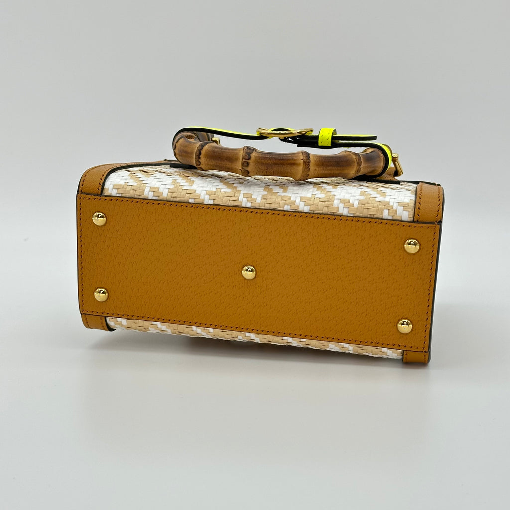 Gucci handbag shoulder bag Bamboo Double G houndstooth pattern gold hardware Diana Small