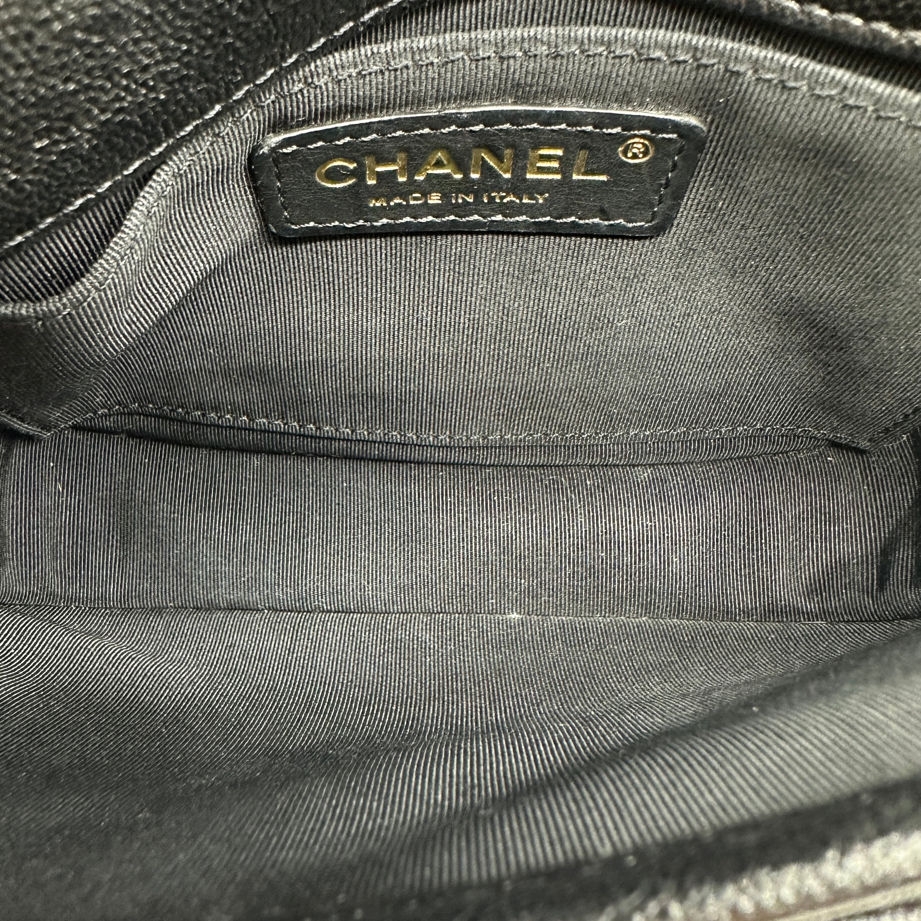 chanel black caviar quilted leather mini round messenger bag