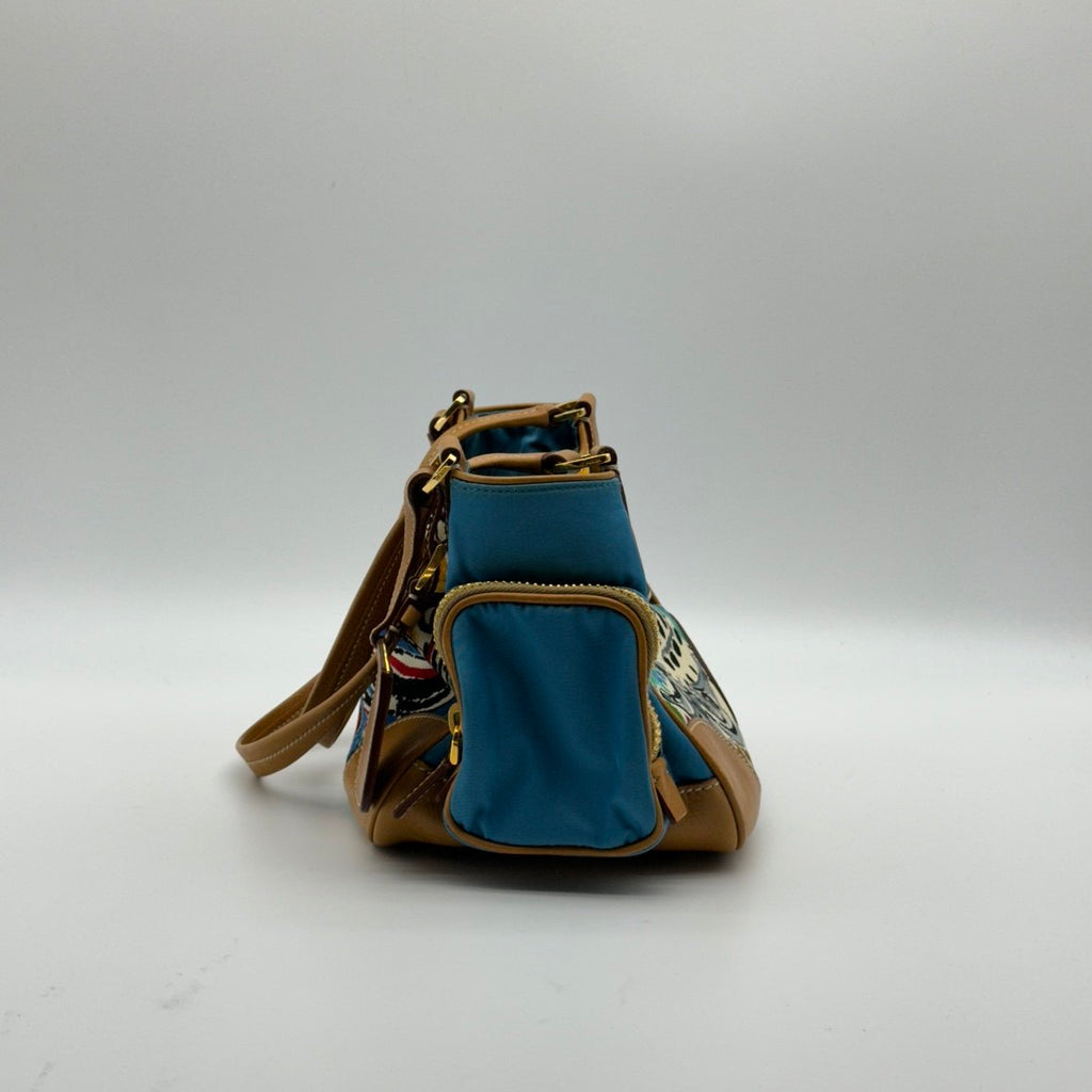 prada cloth mini bag multicolor printed canvas