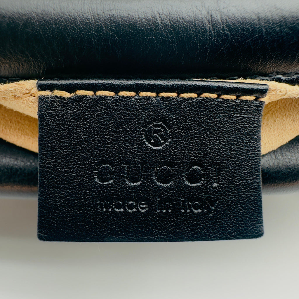Gucci Matelassé Leather GG Marmont Mini Black Camera Bag