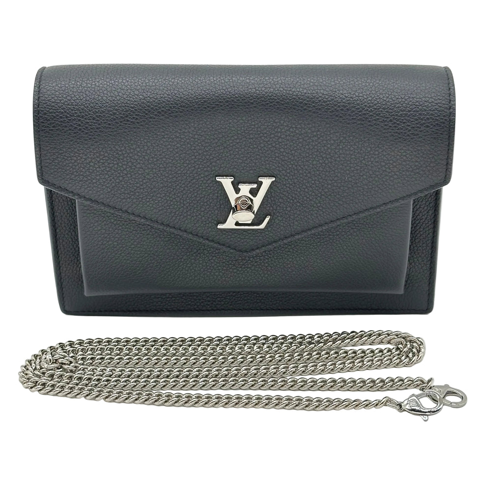 Louis Vuitton Mylockme Chain Pochette Lockme Sac à bandoulière avec chaîne argentée Noir