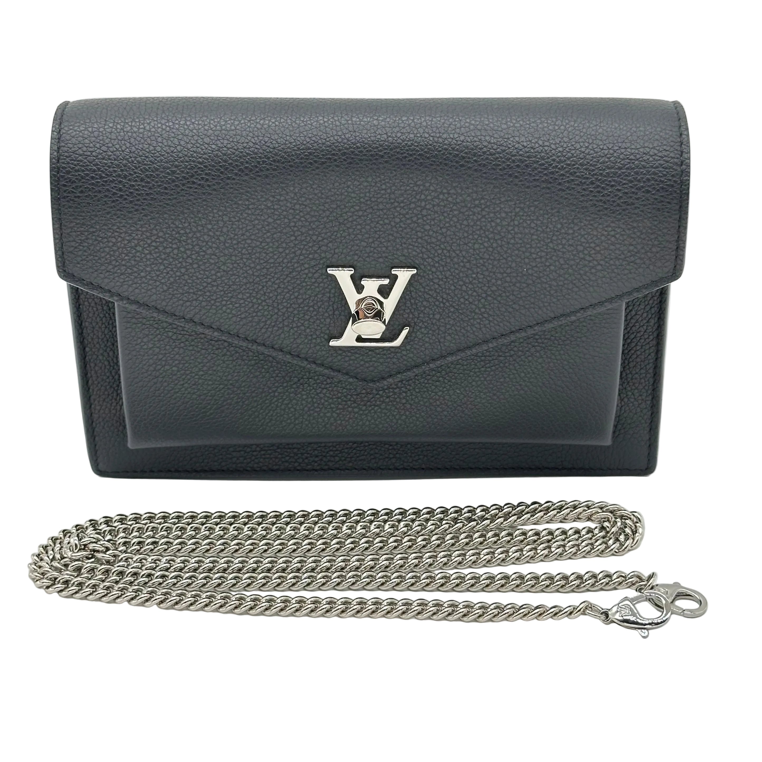 Louis Vuitton Mylockme Chain Pochette Lockme Sac à bandoulière avec chaîne argentée Noir