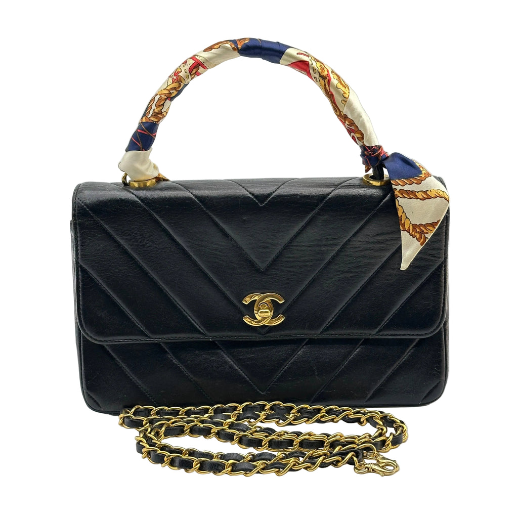 Chanel Quilted Kelly Black Leather Shoulder Bag