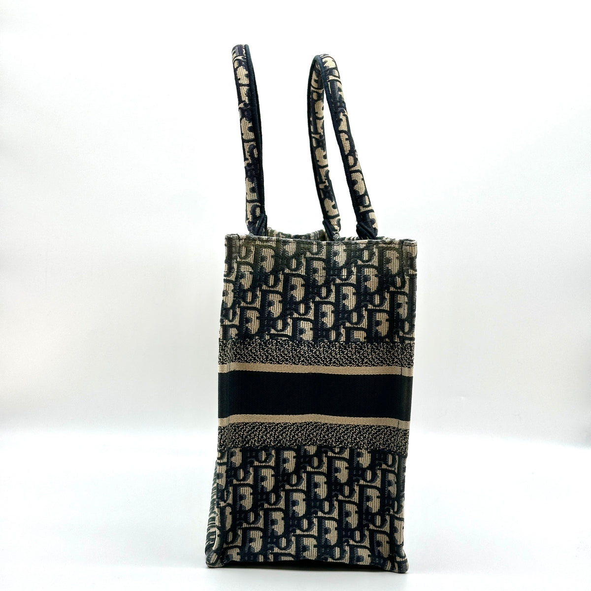 Dior Oblique Canvas Book Tote Medium Navy Tote Bag