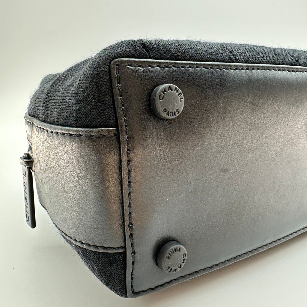 Chanel Chocolate Bar Cotton Chain Shoulder Bag Black Black Metal Fittings 7040713 7XXXXXX
