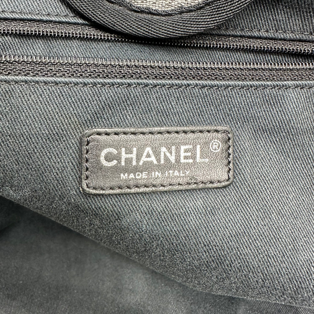Chanel Deauville Denim leather Tote Bag Canvas Gray Silver