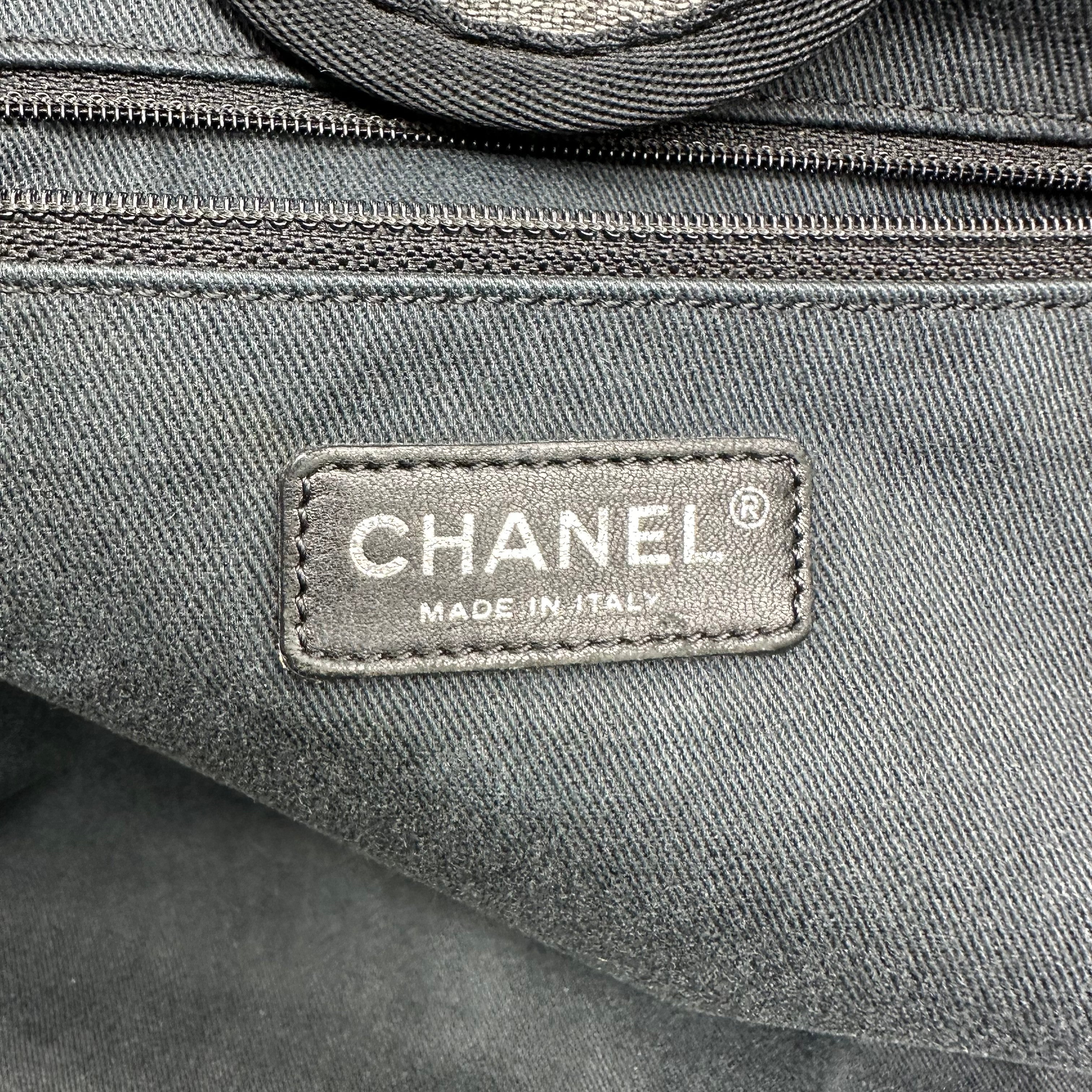 Chanel Deauville Denim leather Tote Bag Canvas Gray Silver