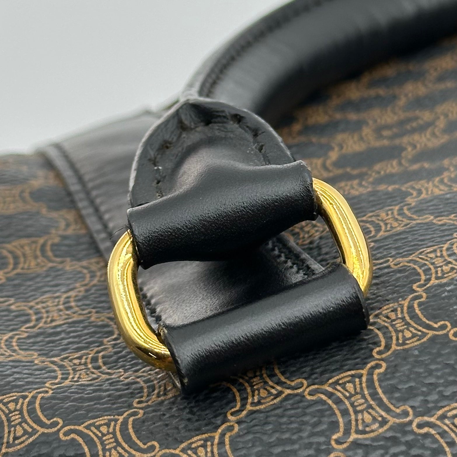 vintage celine black macadam large boston bag travel bag unisex