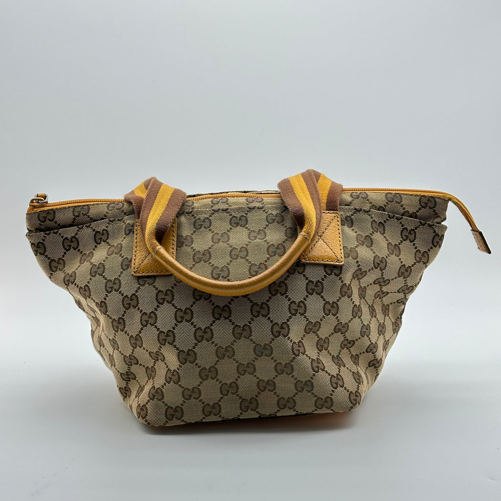 gucci canvas tote bag yellow beige gg canvas